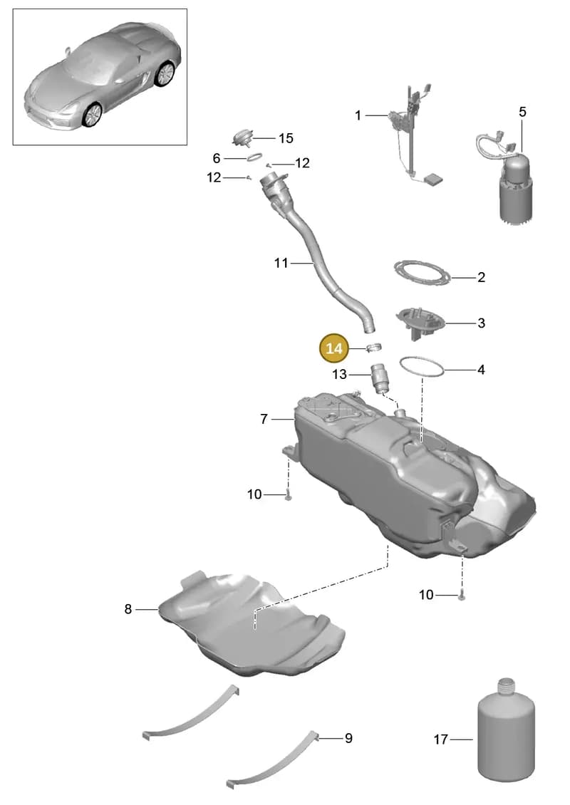 99951274801 — Porsche Boxster Spyder (2015-2016) diagram p46201000, position 14