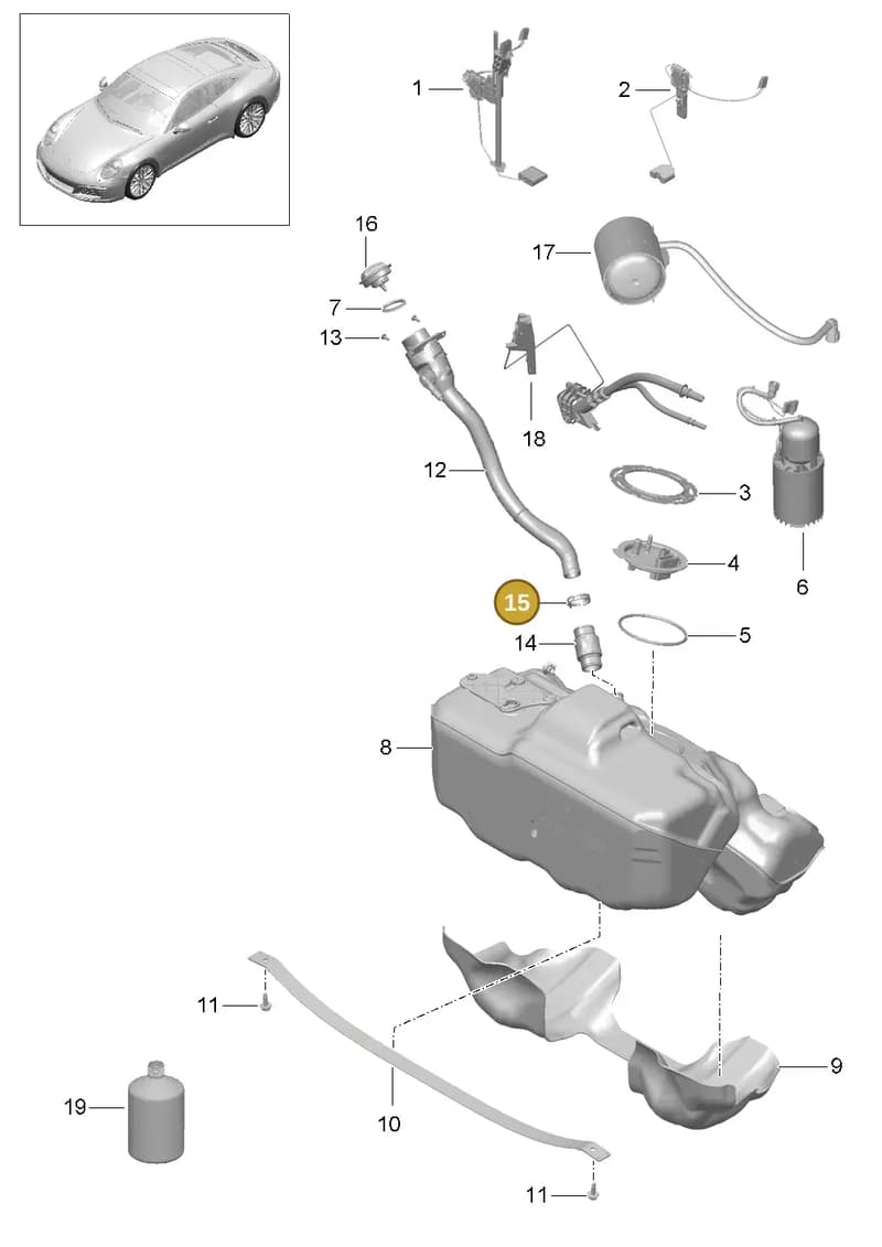 99951274801 — Porsche 911 (2016-2019) diagram p47201000, position 15