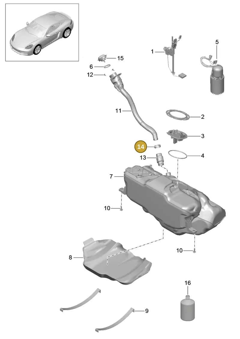 99951274801 — Porsche Cayman (2016-2019) diagram p50201000, position 14