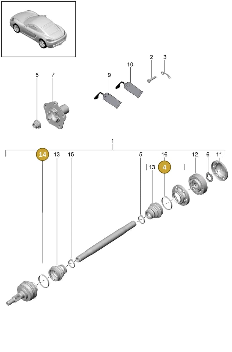 99951278301 — Porsche Cayman (2016-2019) diagram p50501030, position 4+14