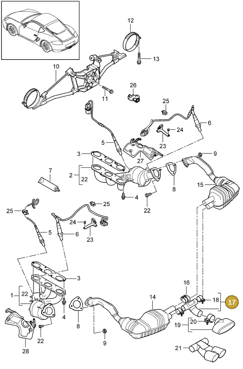 99951307640 — Porsche Cayman (2008-2012) diagram p34202000, position 17