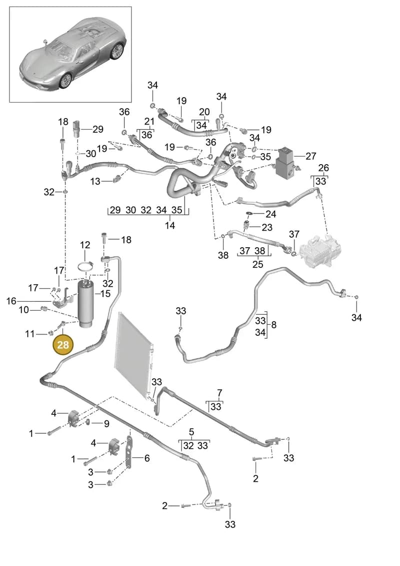 99951307640 — Porsche 918 Spyder (2014-2015) diagram p43813020, position 28
