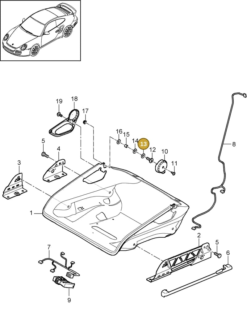 99952301901 — Porsche GT2 RS (2009-2012) diagram p36817064, position 13
