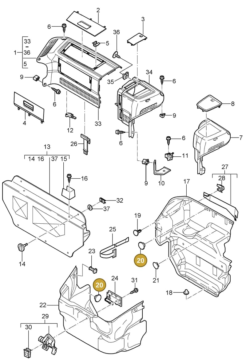 99959134801 — Porsche Carrera 4 Cabrio (2004-2008) diagram p26807000, position 20
