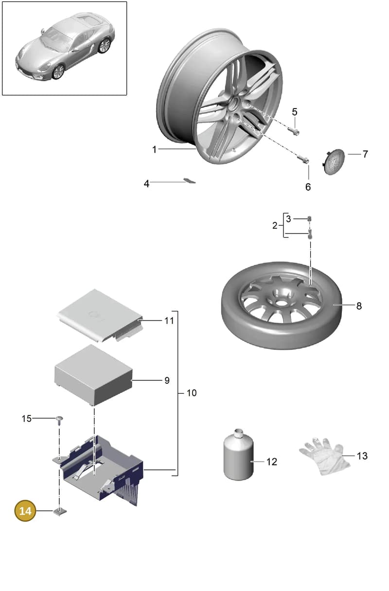 99959134801 — Porsche Cayman (2013-2016) diagram p40601000, position 14