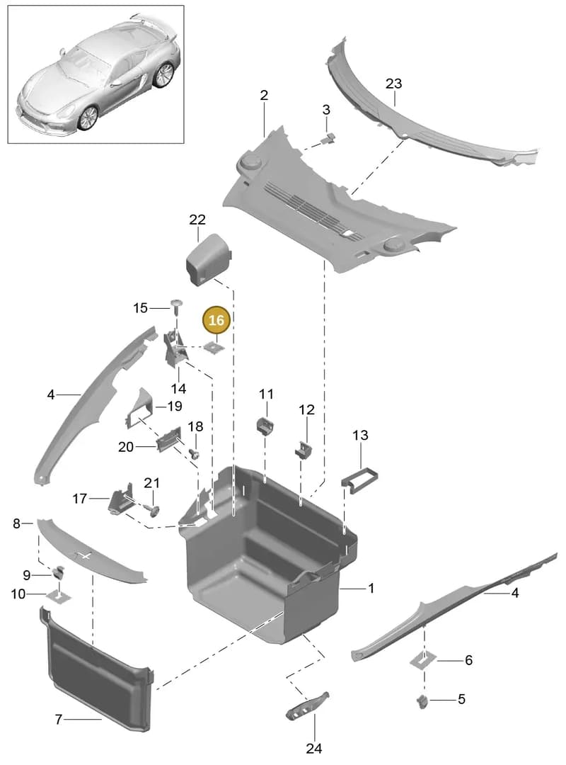 99959134801 — Porsche Cayman GT4 (2015-2016) diagram p45807000, position 16