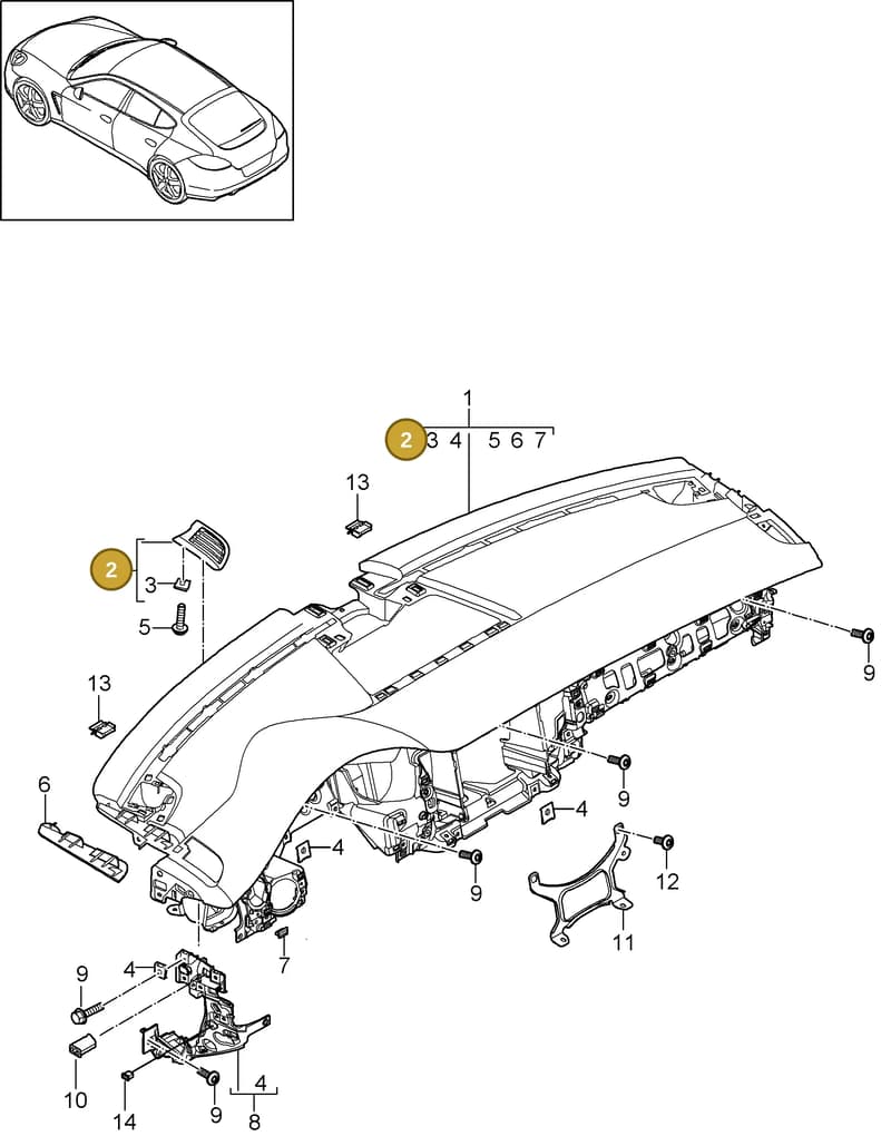 99959154701 — Porsche Panamera (2009-2016) diagram p35809000, position 2