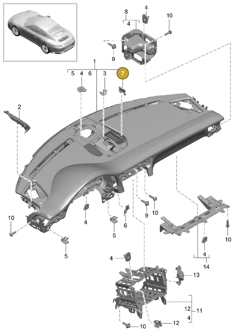 99959154701 — Porsche 911 (2016-2019) diagram p47809000, position 7