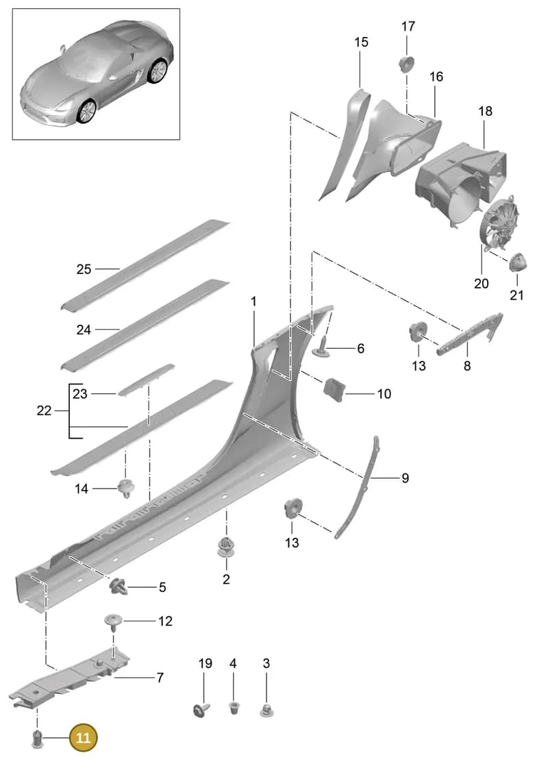99959171240 — Porsche Boxster Spyder (2015-2016) diagram p46801090, position 11