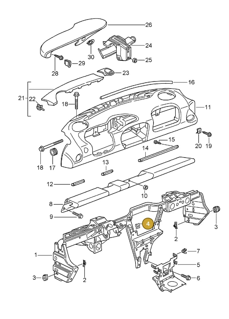 99959185501 — Porsche Carrera 4 Cabrio (1997-2005) diagram p21809000, position 4