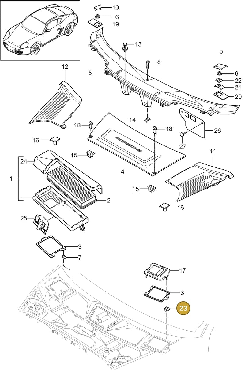 99959185501 — Porsche Cayman (2008-2012) diagram p34813020, position 23