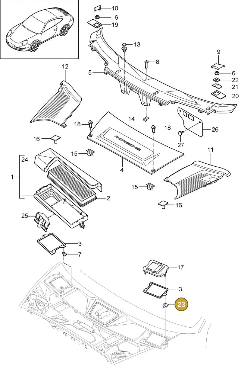 99959185501 — Porsche 911 Carrera (2008-2012) diagram p32813020, position 23