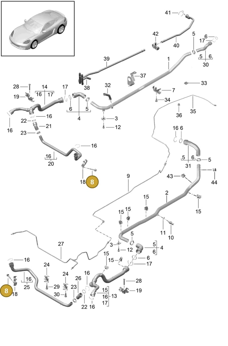 99959186903 — Porsche Cayman (2016-2019) diagram p50105010, position 8