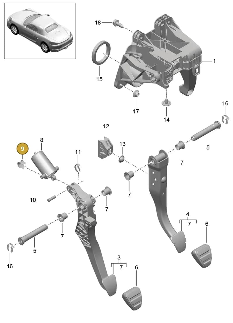 99959192240 — Porsche Boxster (2016-2019) diagram p48702000, position 9