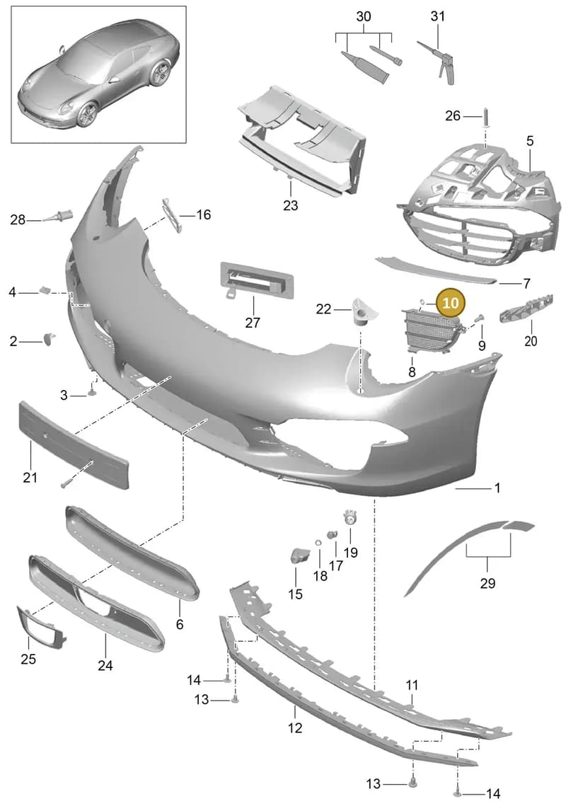 99959194603 — Porsche 991 Carrera 4 (2011-2016) diagram p38802000, position 10