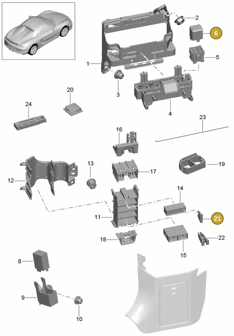 99960707300 — Porsche Boxster Spyder (2015-2016) diagram p46902000, position 6+21