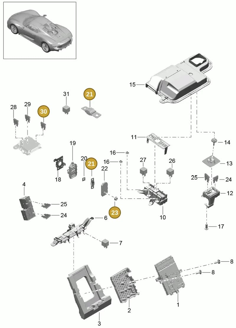 99960709200 — Porsche 918 Spyder (2014-2015) diagram p43902000, position 21+23+30