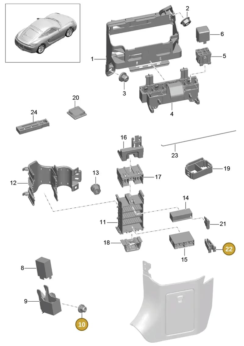99960709500 — Porsche Cayman (2013-2016) diagram p40902000, position 10+22