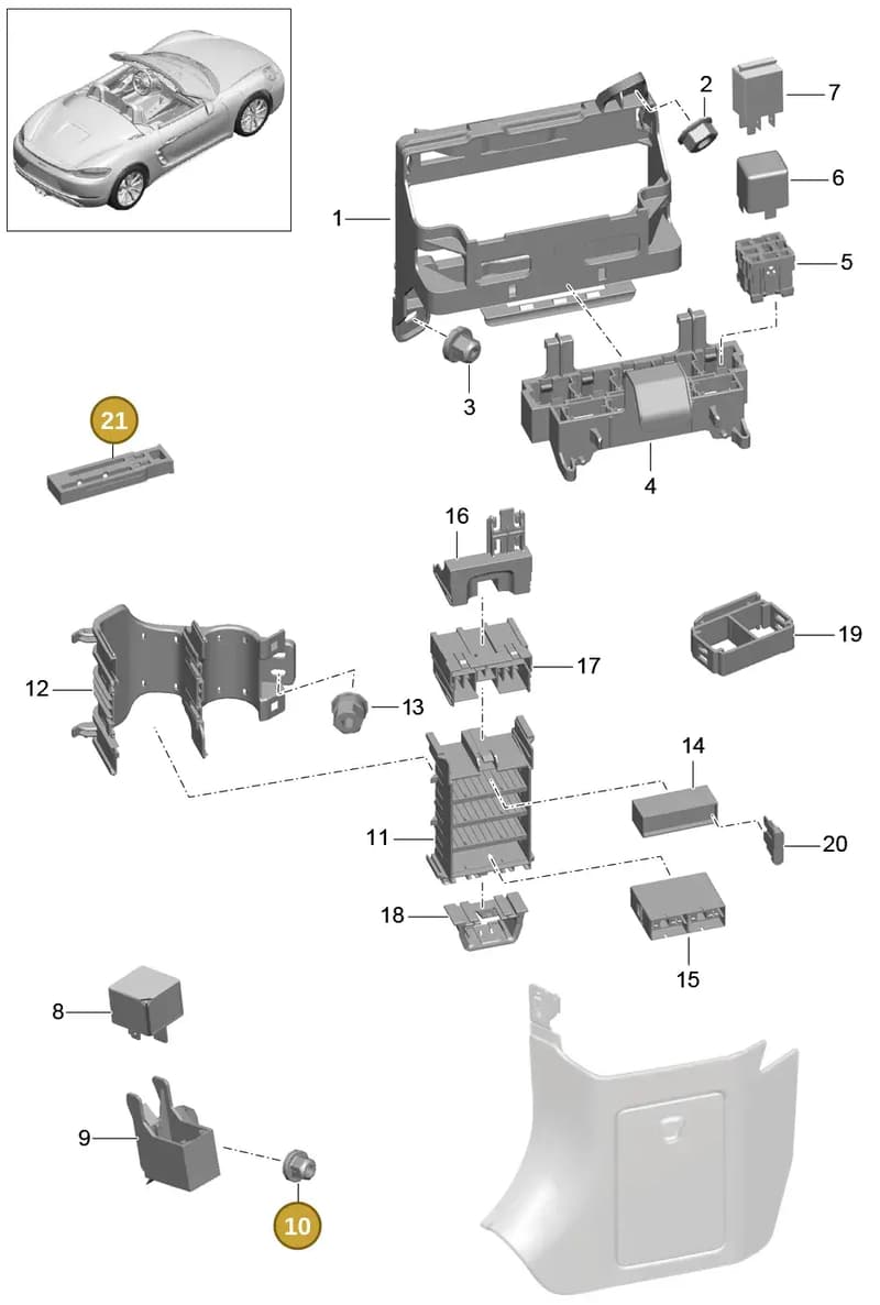 99960709500 — Porsche Boxster (2016-2019) diagram p48902000, position 10+21