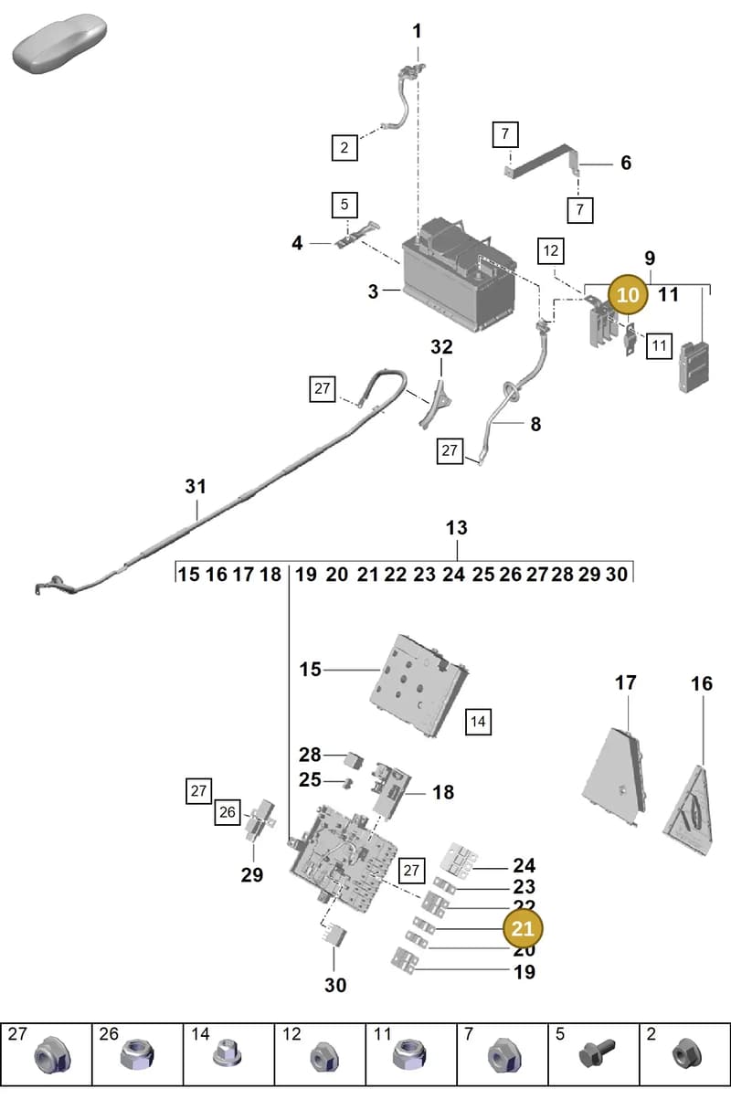 99960709500 — Porsche Boxster Spyder (2019-2020) diagram p55902060, position 10+21