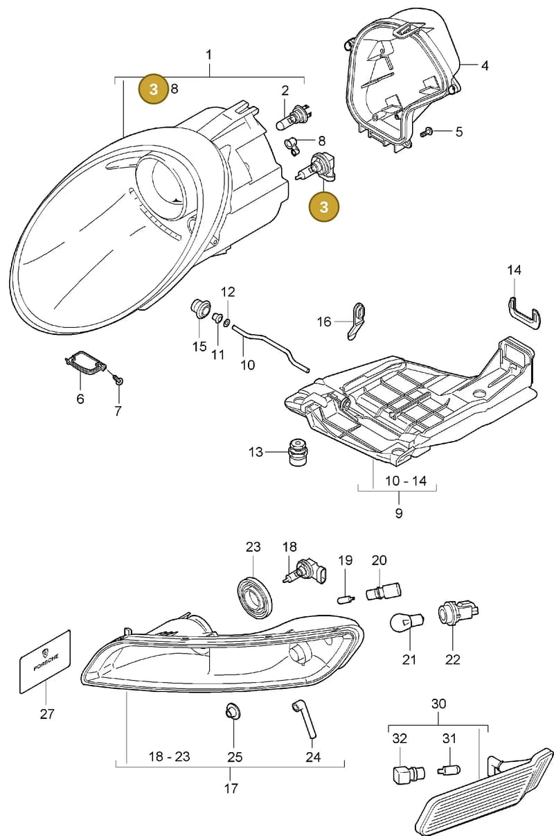 99963114491 — Porsche Carrera 4 Cabrio (2004-2008) diagram p26905000, position 3
