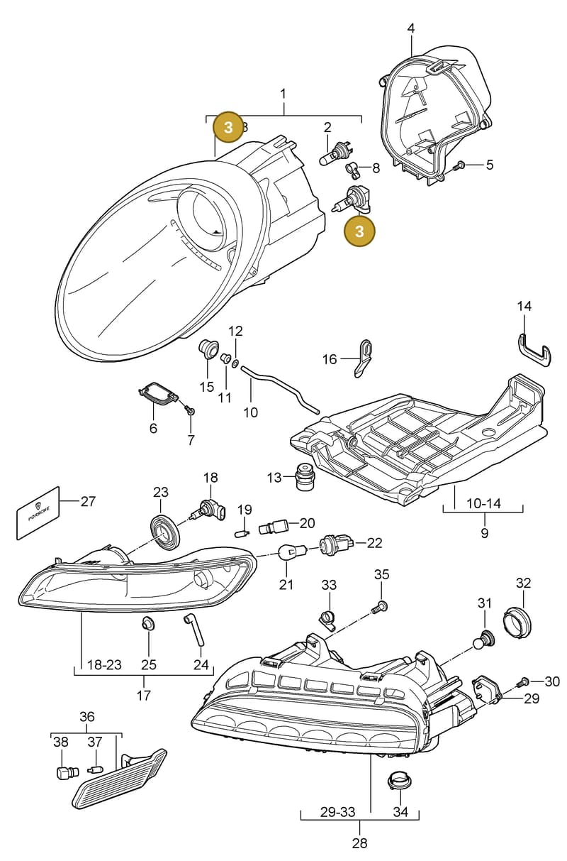 99963114491 — Porsche GT3 RS (2006-2011) diagram p29905000, position 3