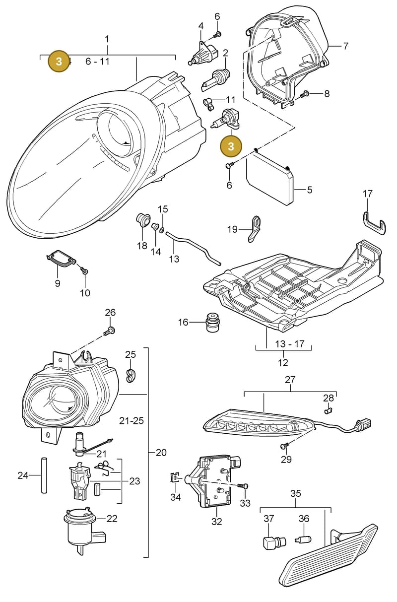 99963114491 — Porsche Turbo (2006-2009) diagram p30905000, position 3