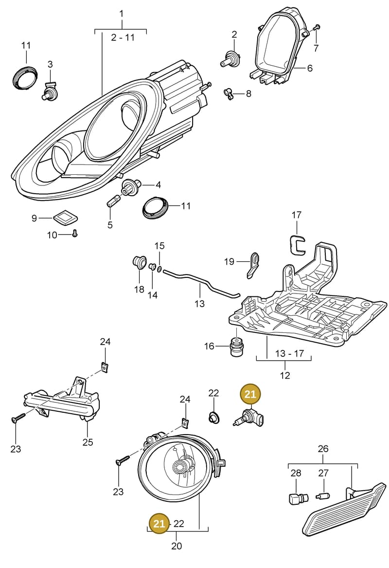 99963114491 — Porsche Cayman (2008-2012) diagram p34905000, position 21