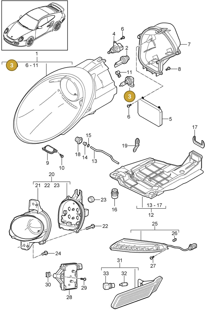 99963114491 — Porsche GT2 RS (2009-2012) diagram p36905000, position 3