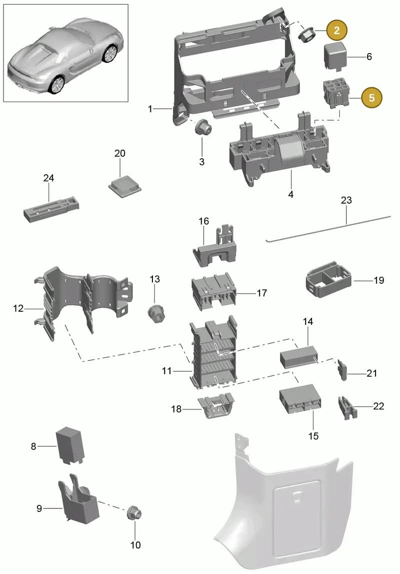 99965053840 — Porsche Boxster Spyder (2015-2016) diagram p46902000, position 2+5