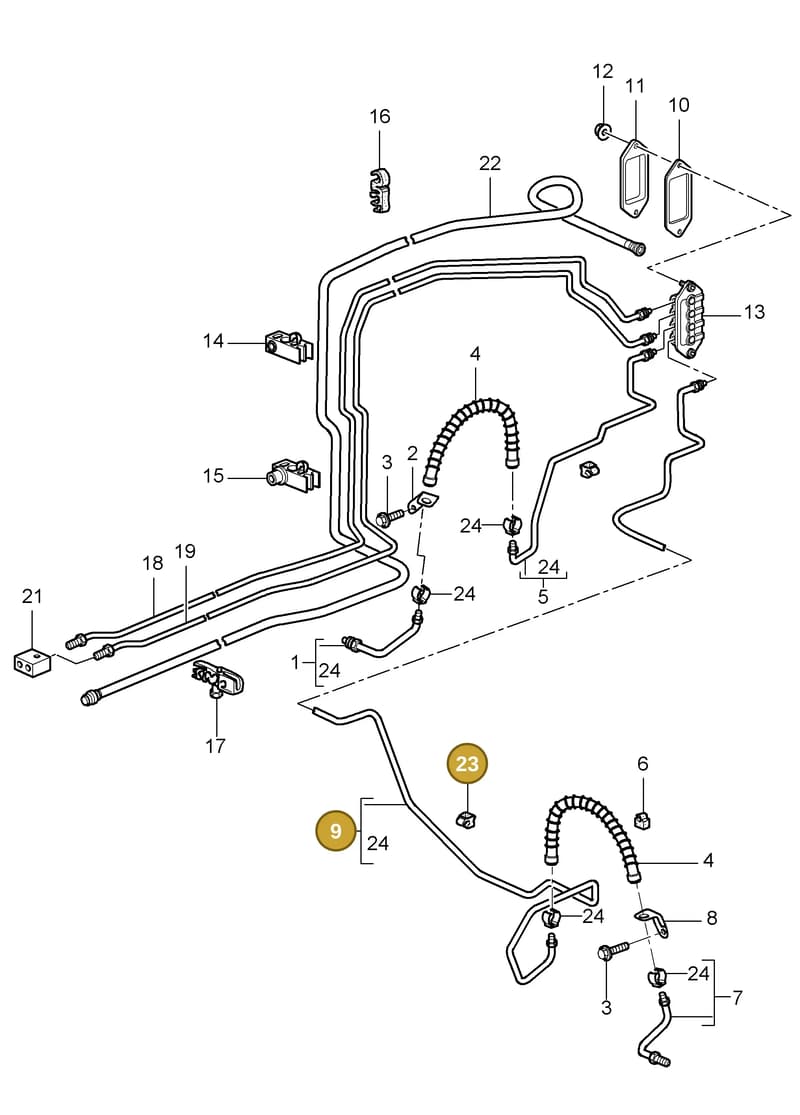 99965133140 — Porsche Cayman S (2005-2008) diagram p28604010, position 9+23