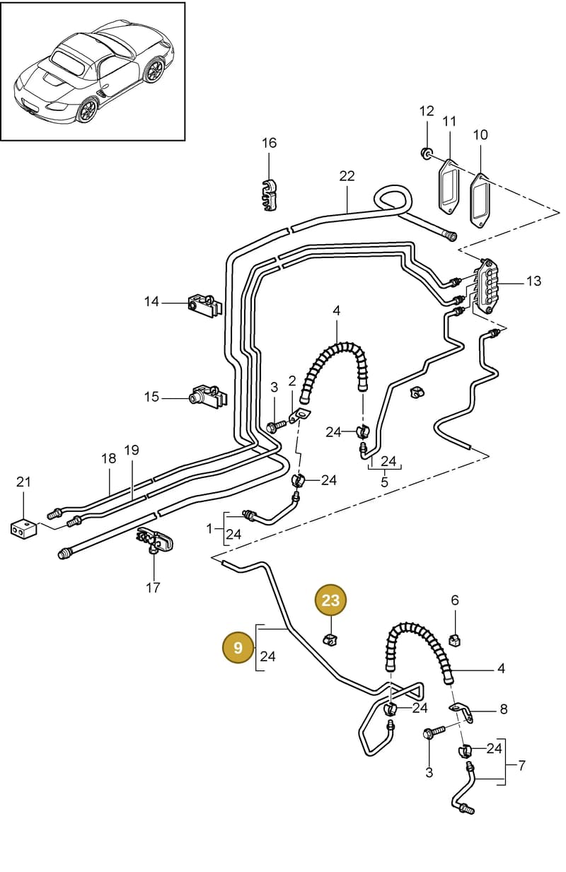 99965133140 — Porsche Boxster S (2008-2012) diagram p33604010, position 9+23