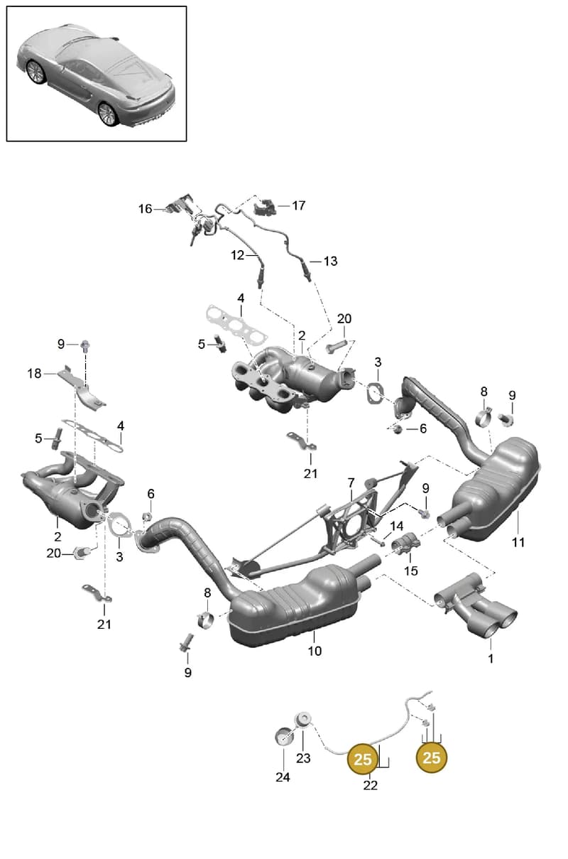 99965136001 — Porsche Cayman GT4 (2015-2016) diagram p45202000, position 25