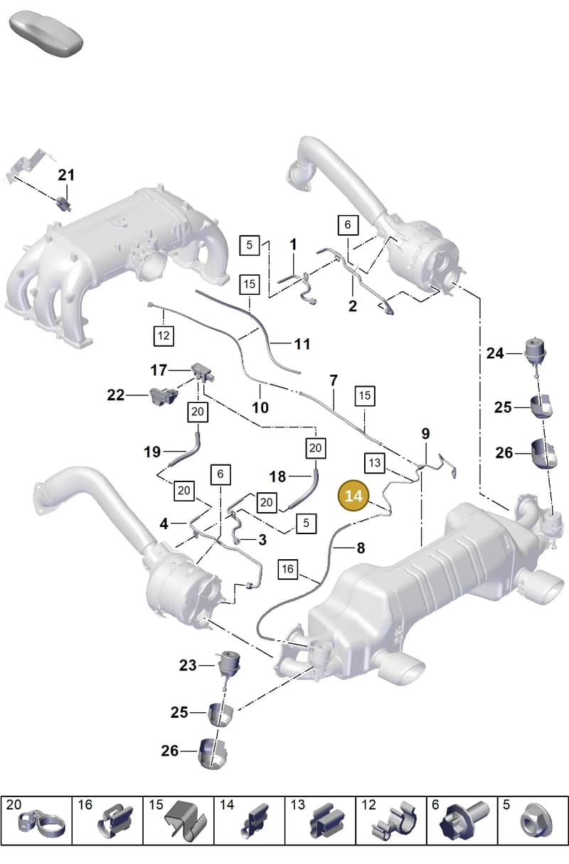 99965136701 — Porsche Boxster Spyder (2019-2020) diagram p55202200, position 14