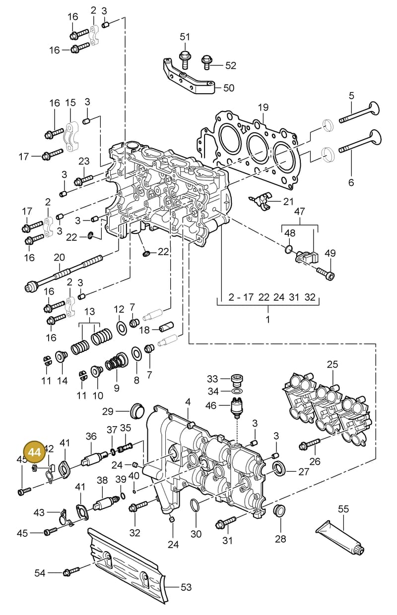 99965138603 — Porsche Carrera 4 Cabrio (2004-2008) diagram p26103000, position 44