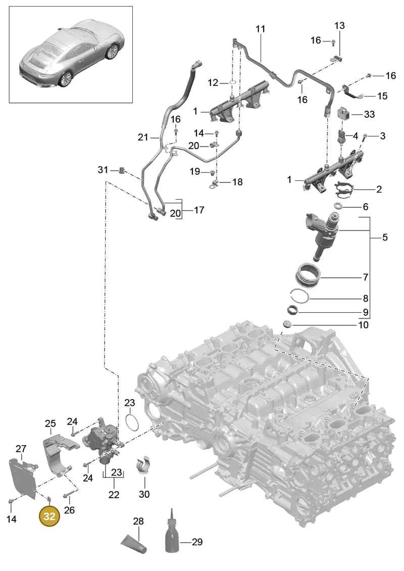 99965138603 — Porsche 911 (2013-2020) diagram p42107005, position 32