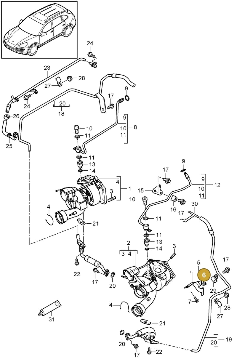 99965139207 — Porsche Cayenne (2010-2018) diagram p37202060, position 6