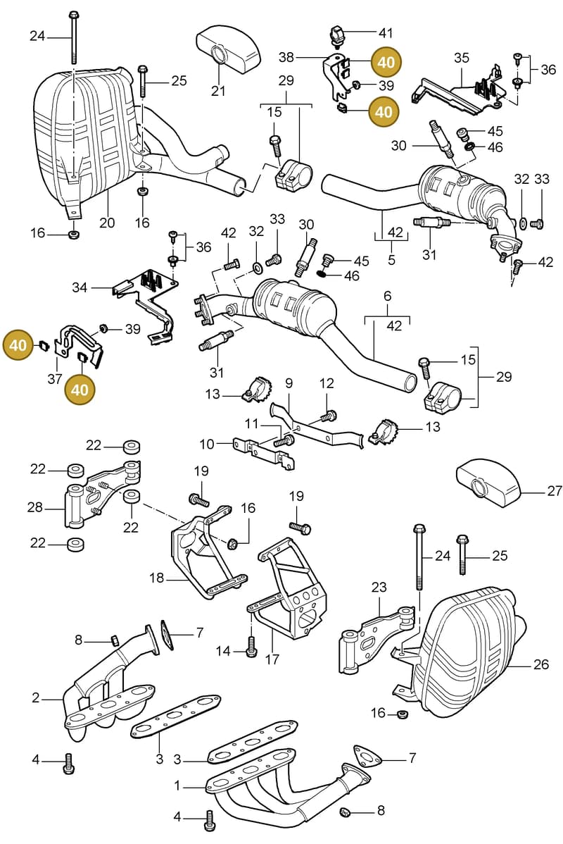 99965139440 — Porsche Carrera 4 Cabrio (2004-2008) diagram p26202000, position 40