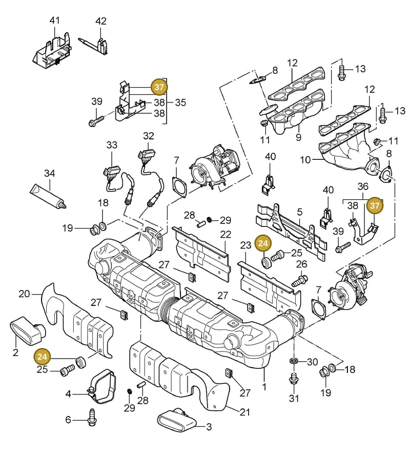 99965139440 — Porsche Turbo (2006-2009) diagram p30202000, position 24+37