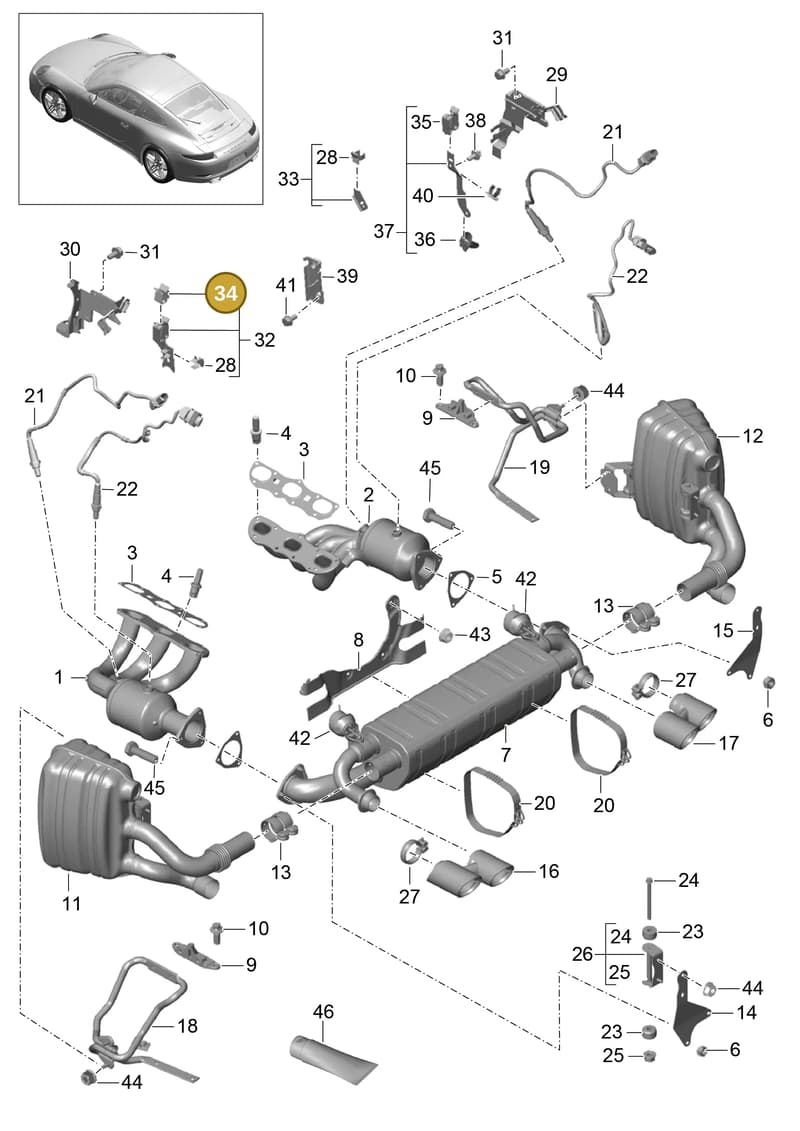 99965139440 — Porsche 991 Carrera 4 (2011-2016) diagram p38202000, position 34