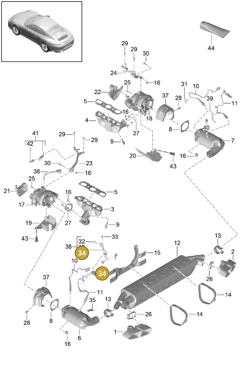 99965140701 — Porsche GT2 RS Clubsport (2013-2020) diagram p42202000, position 34