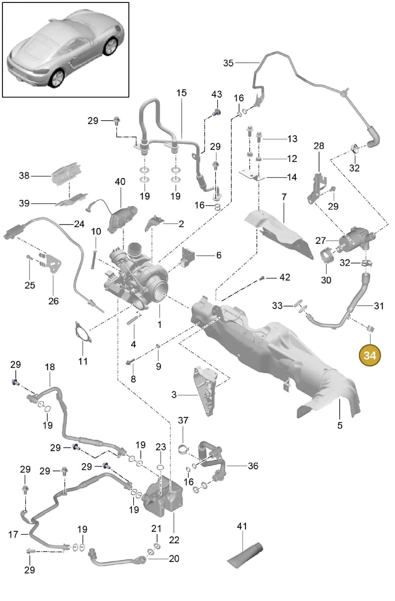 99965140701 — Porsche Cayman (2016-2019) diagram p50202005, position 34