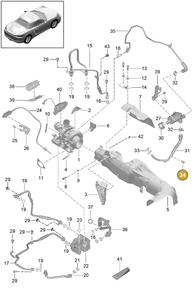 99965140701 — Porsche Boxster (2016-2019) diagram p48202005, position 34