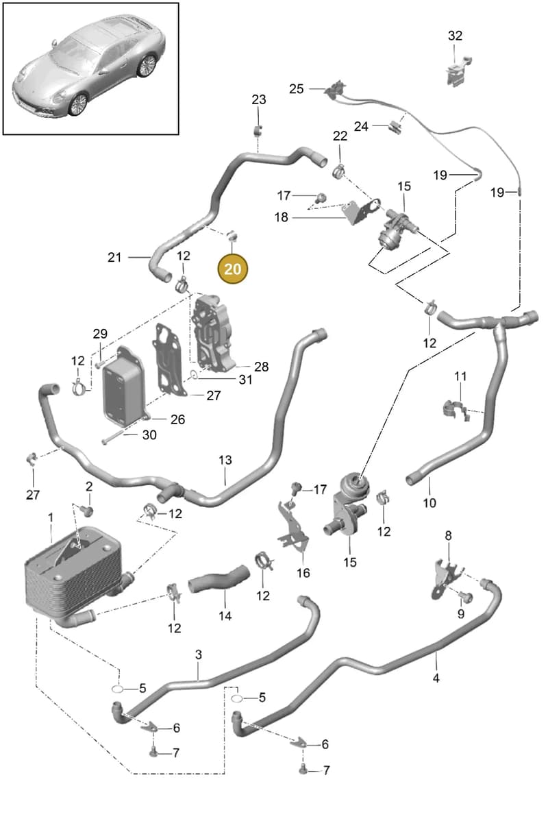 99965141801 — Porsche 911 (2016-2019) diagram p47360000, position 20