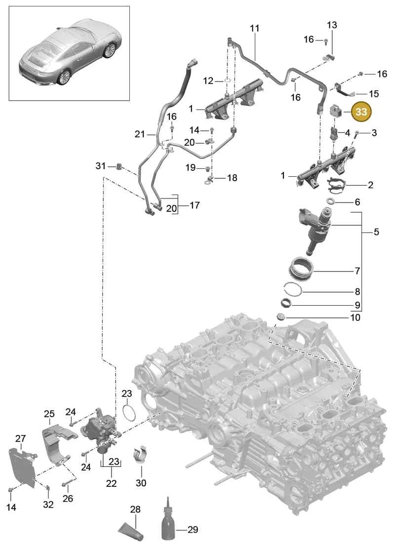 99965306740 — Porsche 911 (2013-2020) diagram p42107005, position 33