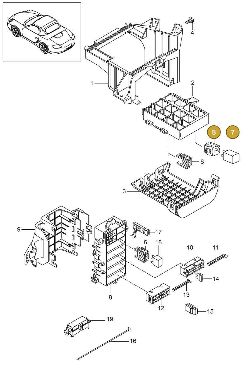 99965701590 — Porsche Boxster S (2008-2012) diagram p33902000, position 5+7