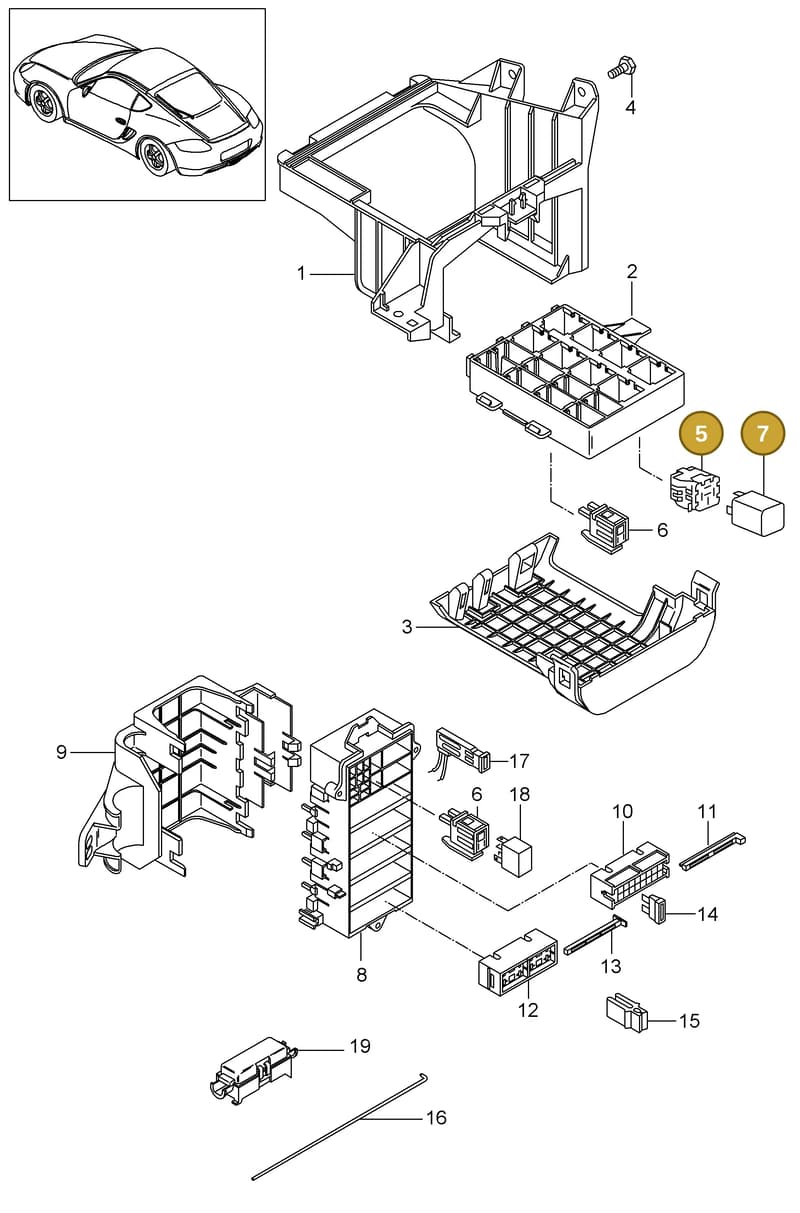 99965701590 — Porsche Cayman (2008-2012) diagram p34902000, position 5+7