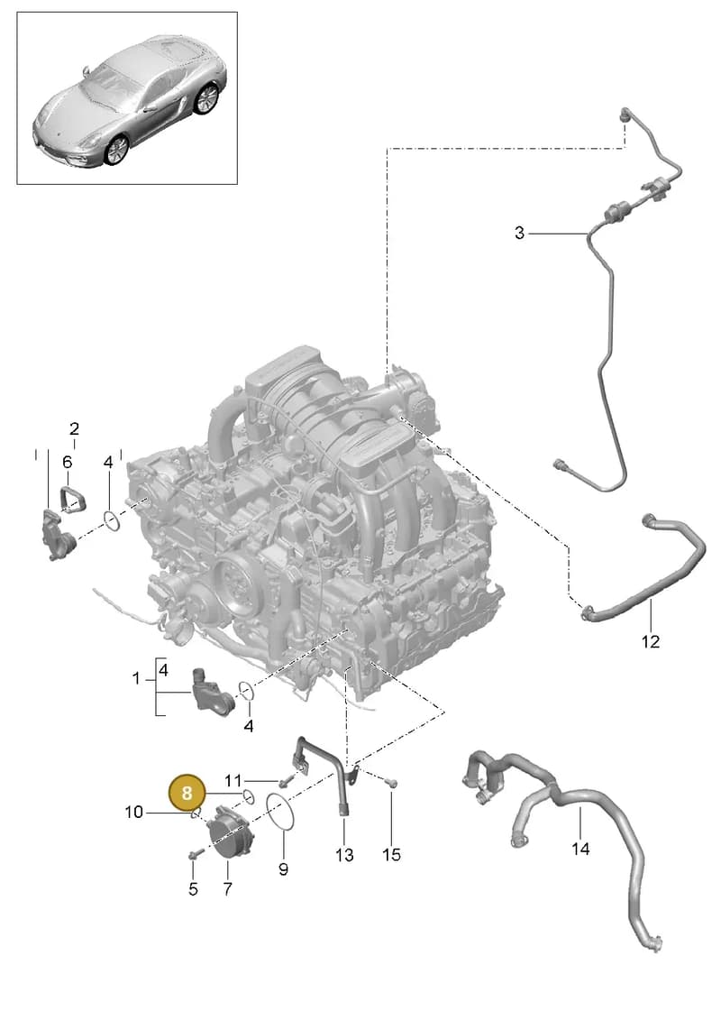 99970150440 — Porsche Cayman (2013-2016) diagram p40104010, position 8