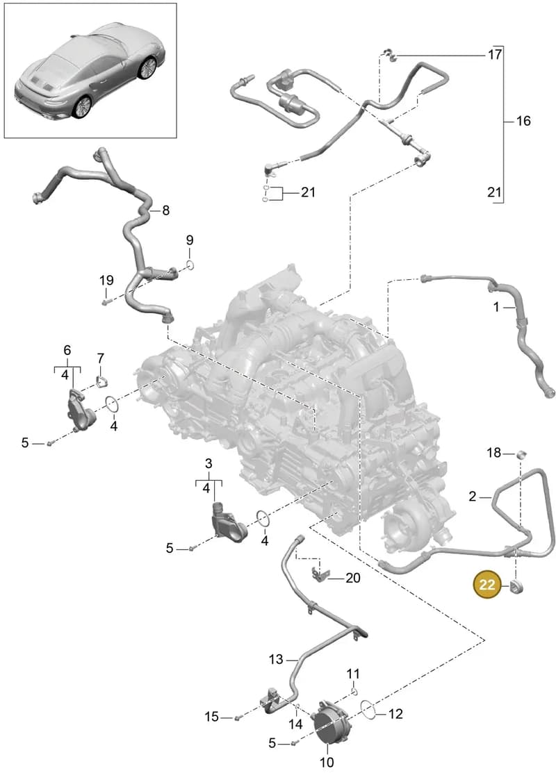 99970221040 — Porsche 911 (2013-2020) diagram p42104010, position 22