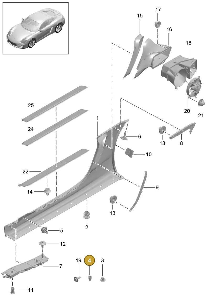 99970240340 — Porsche Cayman (2013-2016) diagram p40801090, position 4
